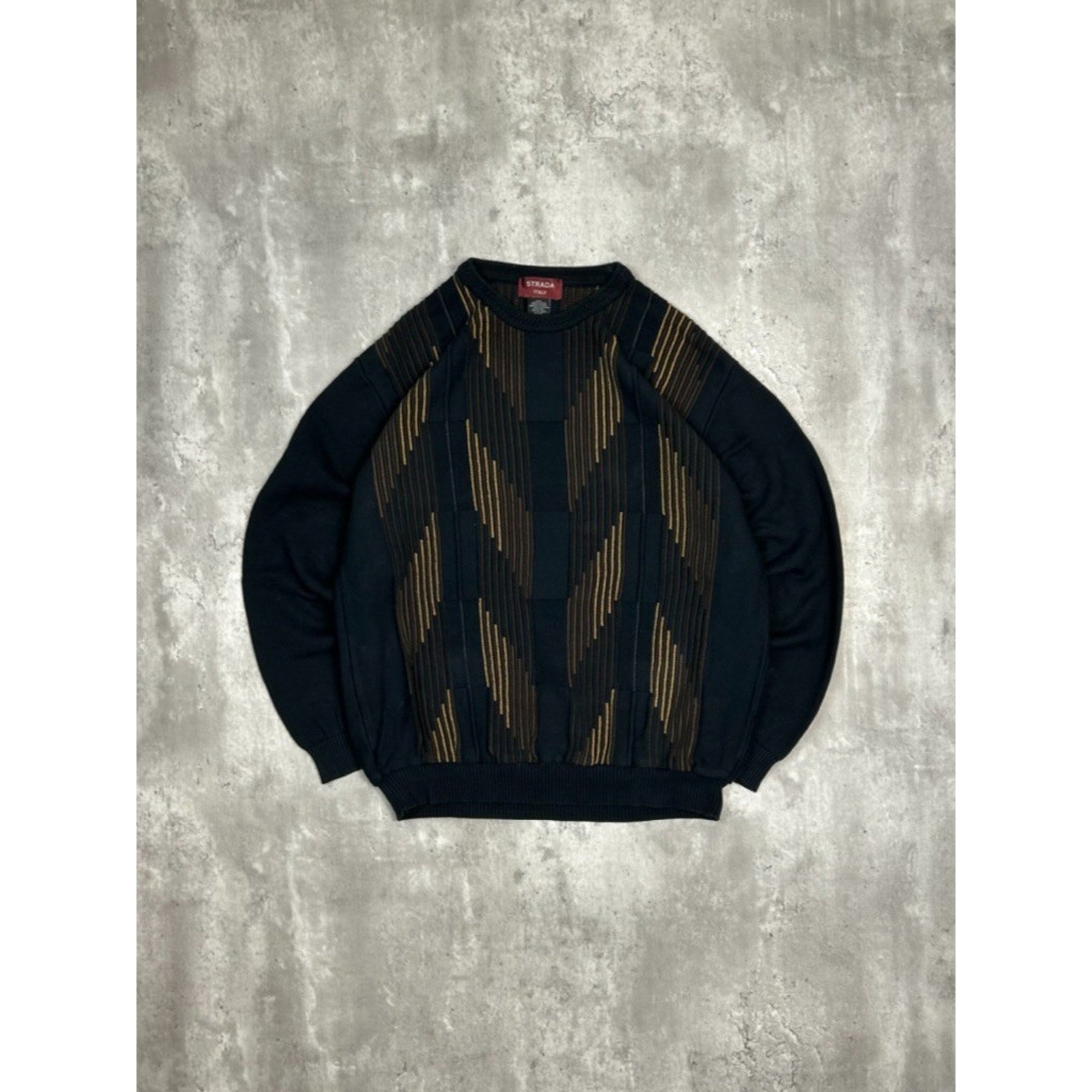 Vintage 90s Strada Abstract Striped Pullover Knit Sweater Size Large