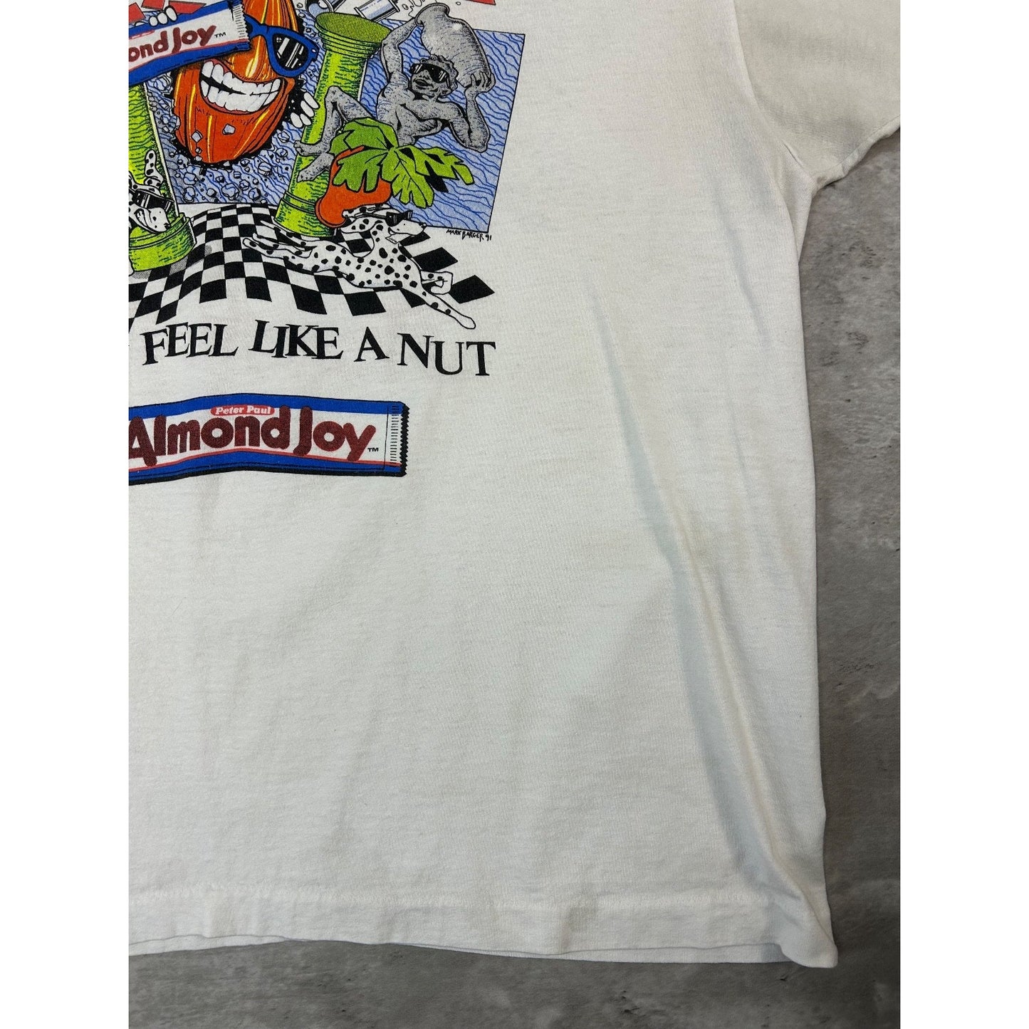 Vintage 1991 Almond Joy Sometimes You Feel Like A Nut Cartoon T-Shirt Size XL