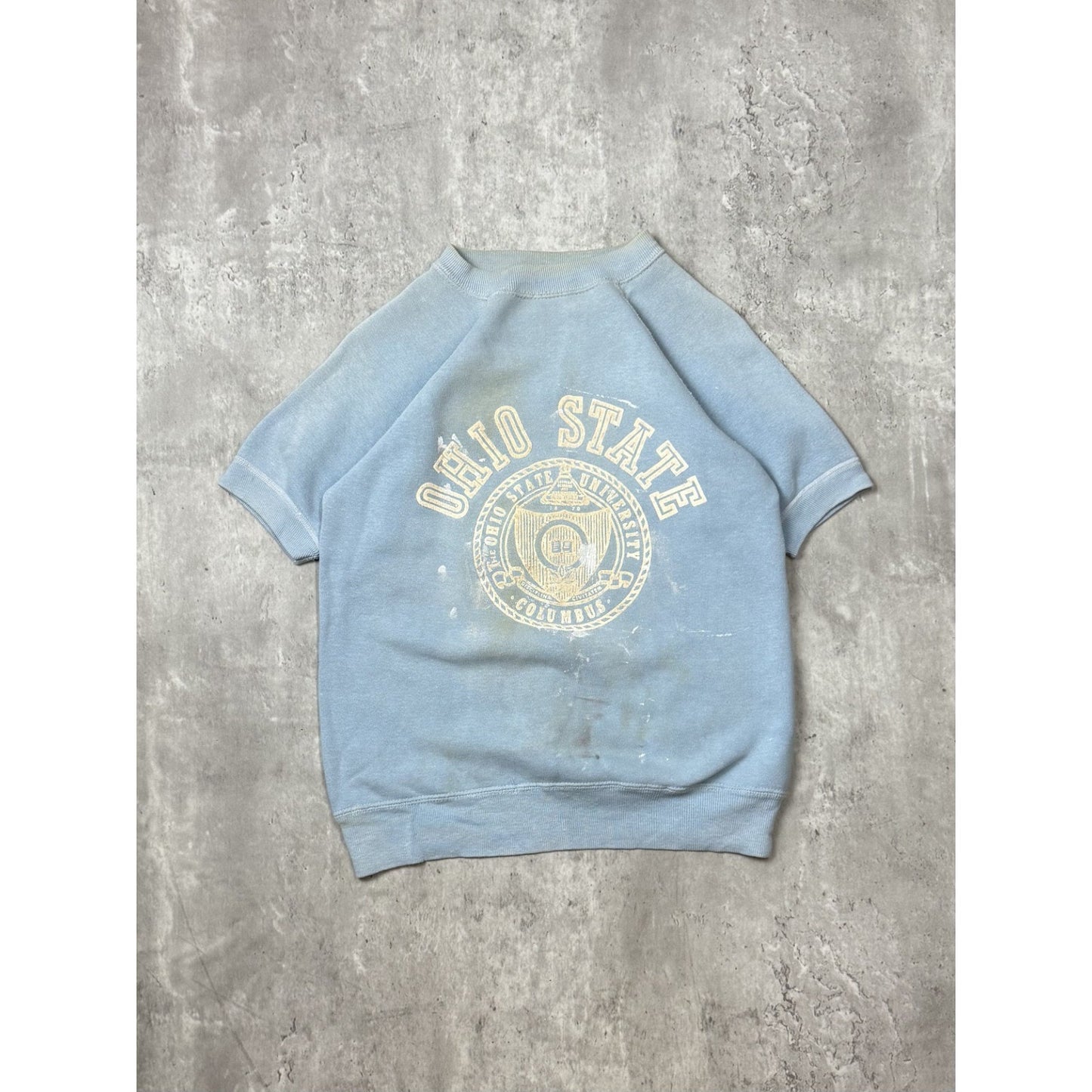 Vintage 70s/80s Ohio State NCAA Collegiate Crest Short Sleeve Sweatshirt Small
