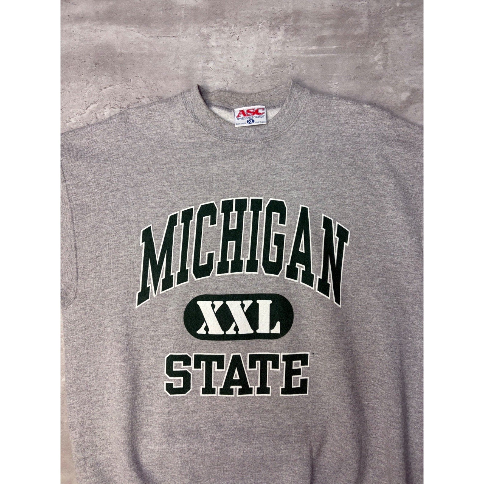 Vintage Michigan State Spartans NCAA Arc Spellout Graphic Sweatshirt Size XL