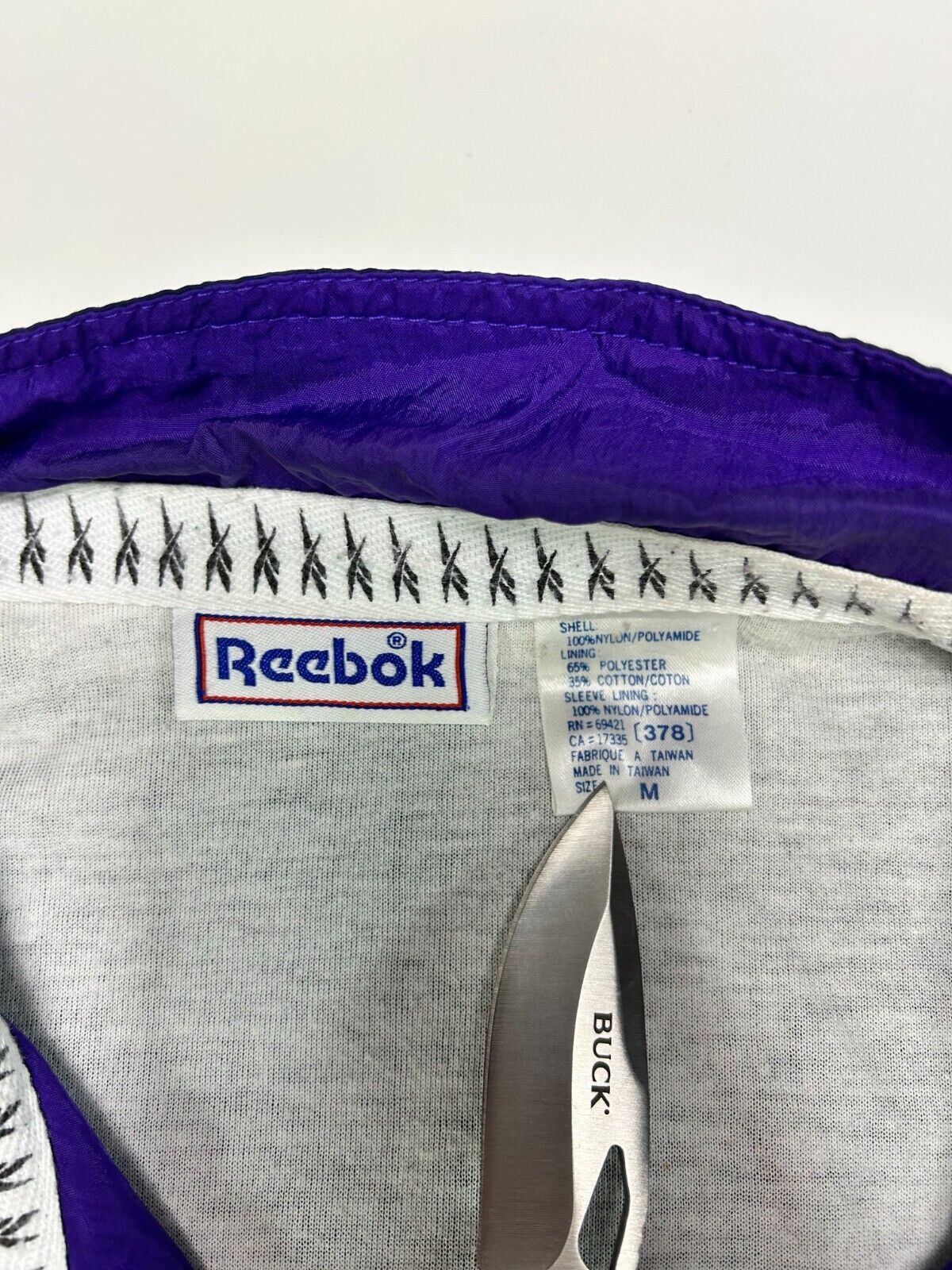 Vintage 90s Reebok Embroidered Logo Nylon Full Zip Windbreaker Jacket Sz Medium