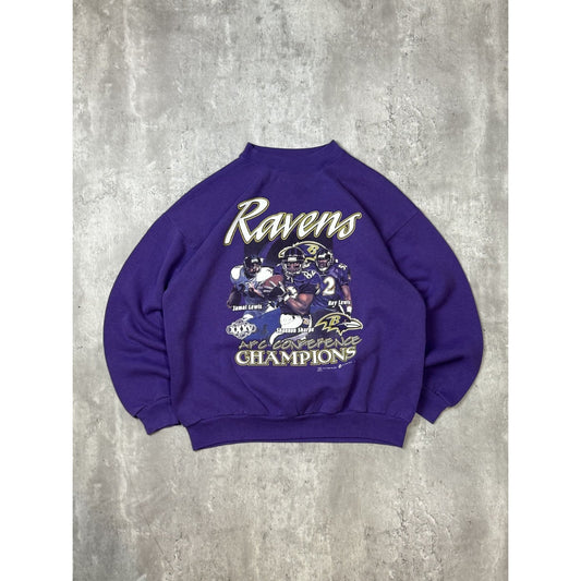 Vintage 2001 Baltimore Ravens NFL Player Graphic Football Sweatshirt Size Large