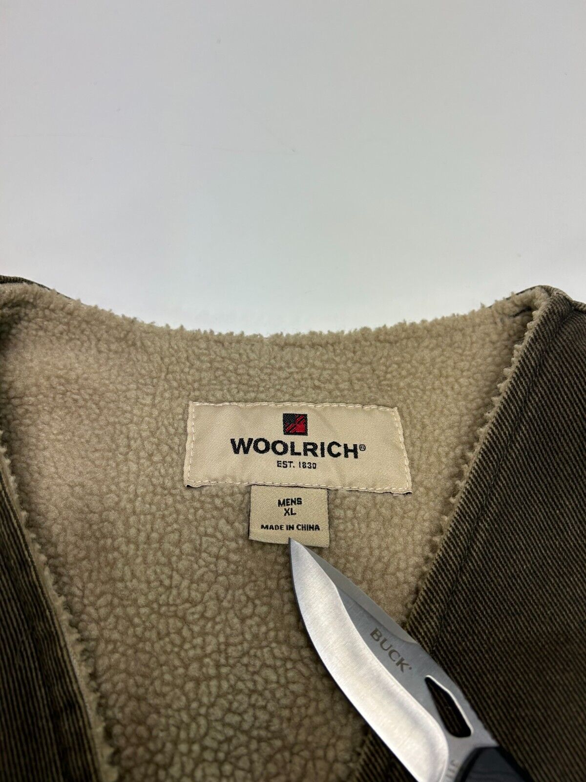 Woolrich Fleece Lined Canvas Work Wear Full Zip Vest Jacket Size XL Brown