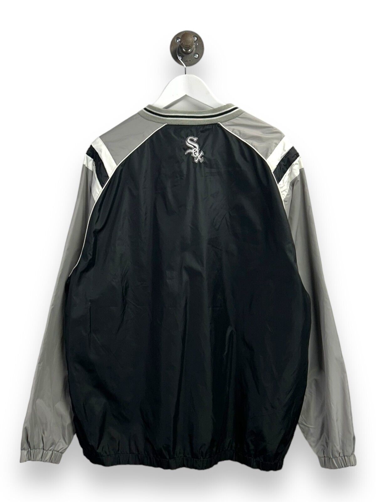 Vintage Chicago White Sox MLB Embroidered Windbreaker Jacket Size XL Black