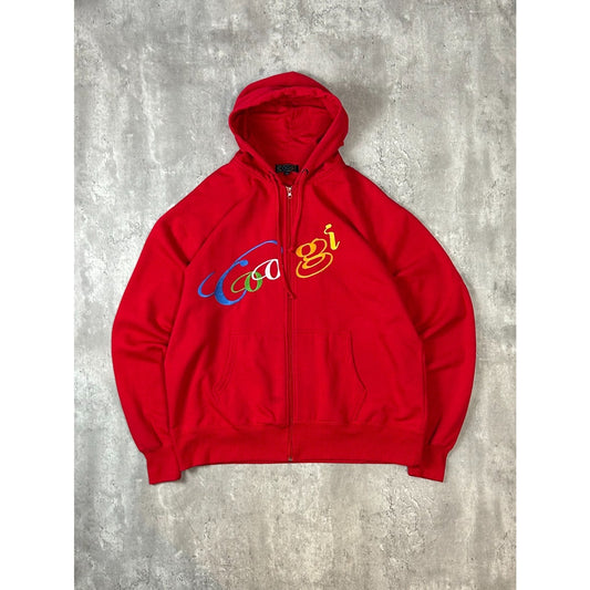 Vintage Y2K Coogi Embroidered Spellout Full Zip Hooded Sweatshirt Size 2XL