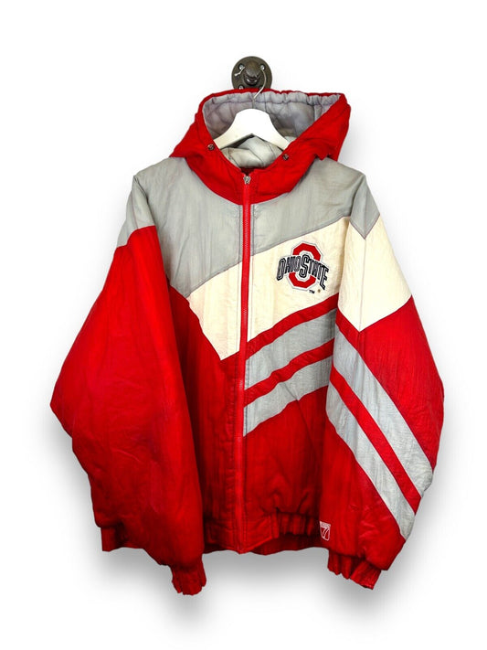 Vintage 90s Ohio State Buckeyes NCAA Logo 7 Insulated Full Zip Jacket Sz XL Red