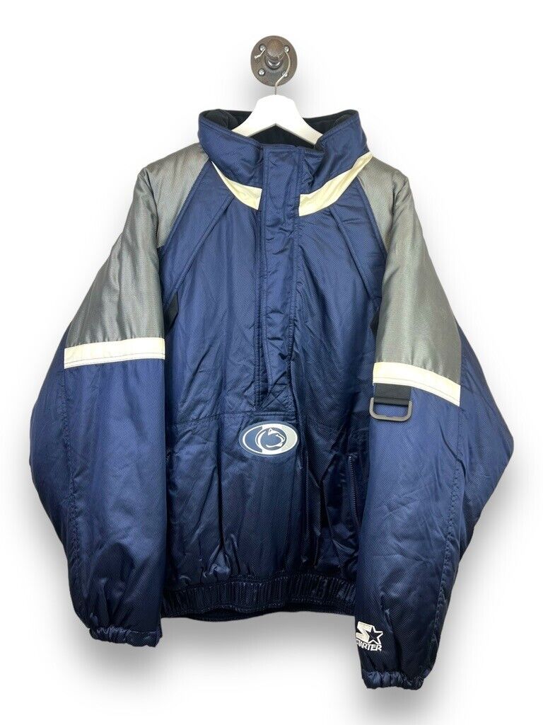 Vintage 90s Penn State Nittany Lions Starter 1/2 Zip Insulated Jacket Size Large