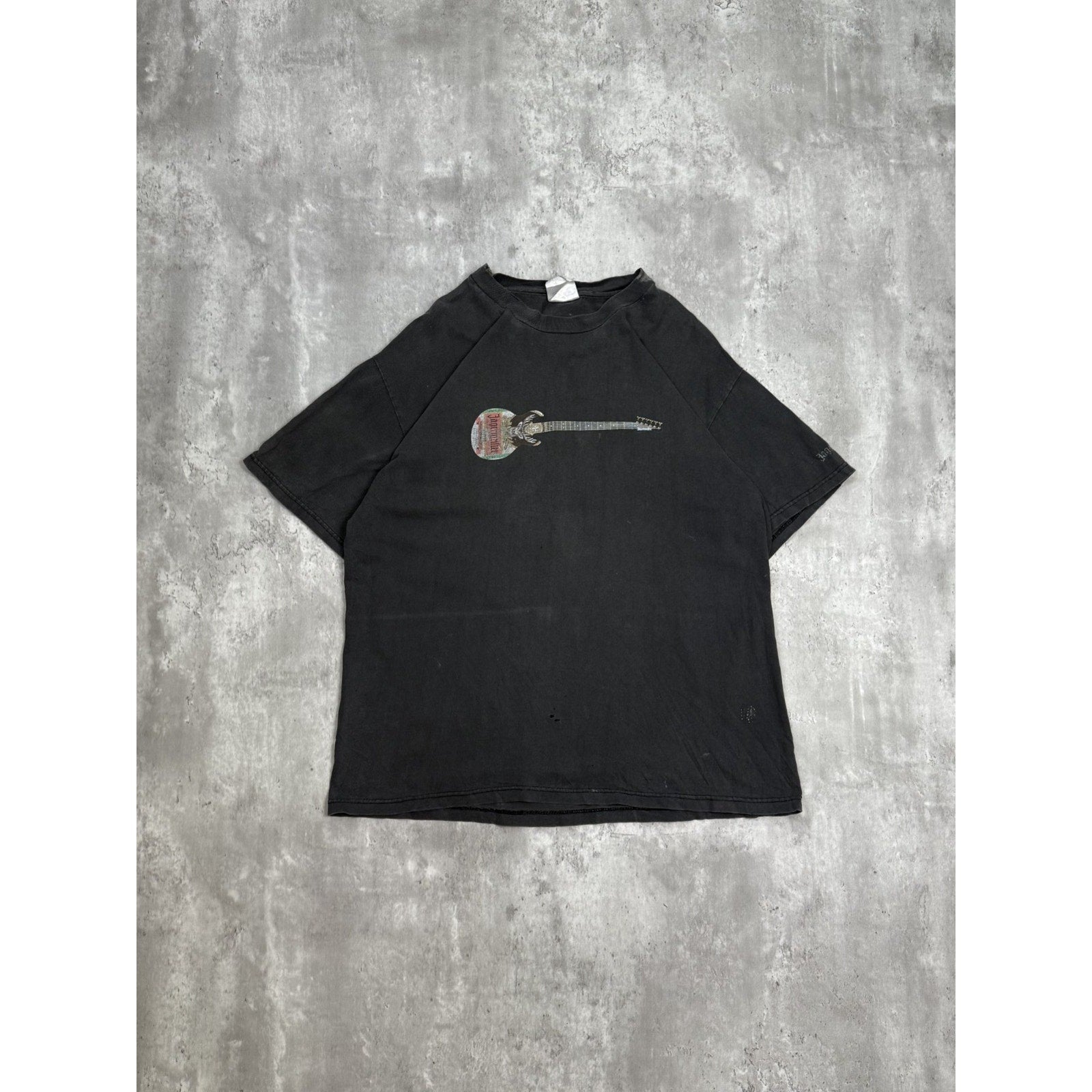 Vintage 90s Jagermeister Guitar Liquor Graphic T-Shirt Size Large Black