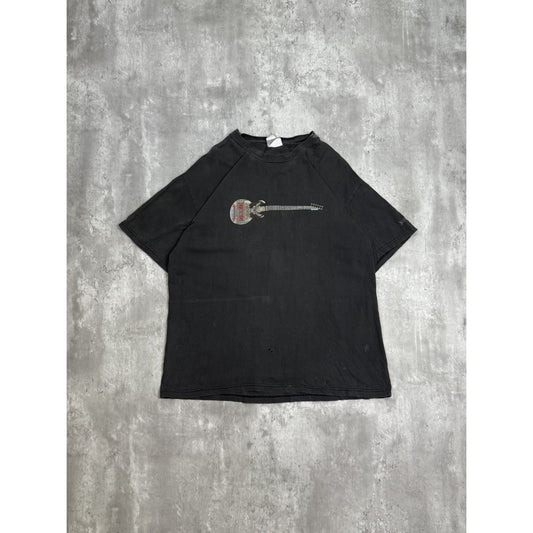 Vintage 90s Jagermeister Guitar Liquor Graphic T-Shirt Size Large Black