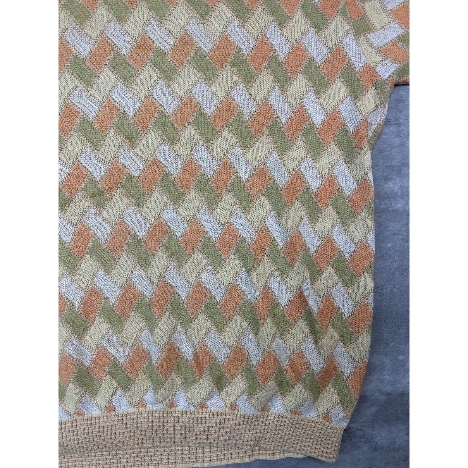 Vintage 90s Tosani Lightweight Zig Zag Print Pullover Knit Sweater Size XL