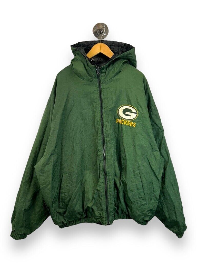 Vintage 90s Green Bay Packers NFL Insulated Reversible Nylon Jacket Size 2XL