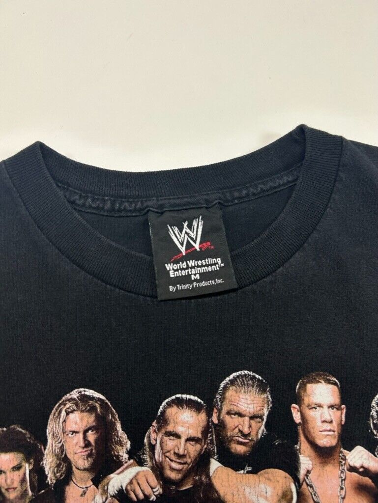 Vintage WWE Raw Wrestling Crew TV Promo Graphic T-Shirt Size Large Black