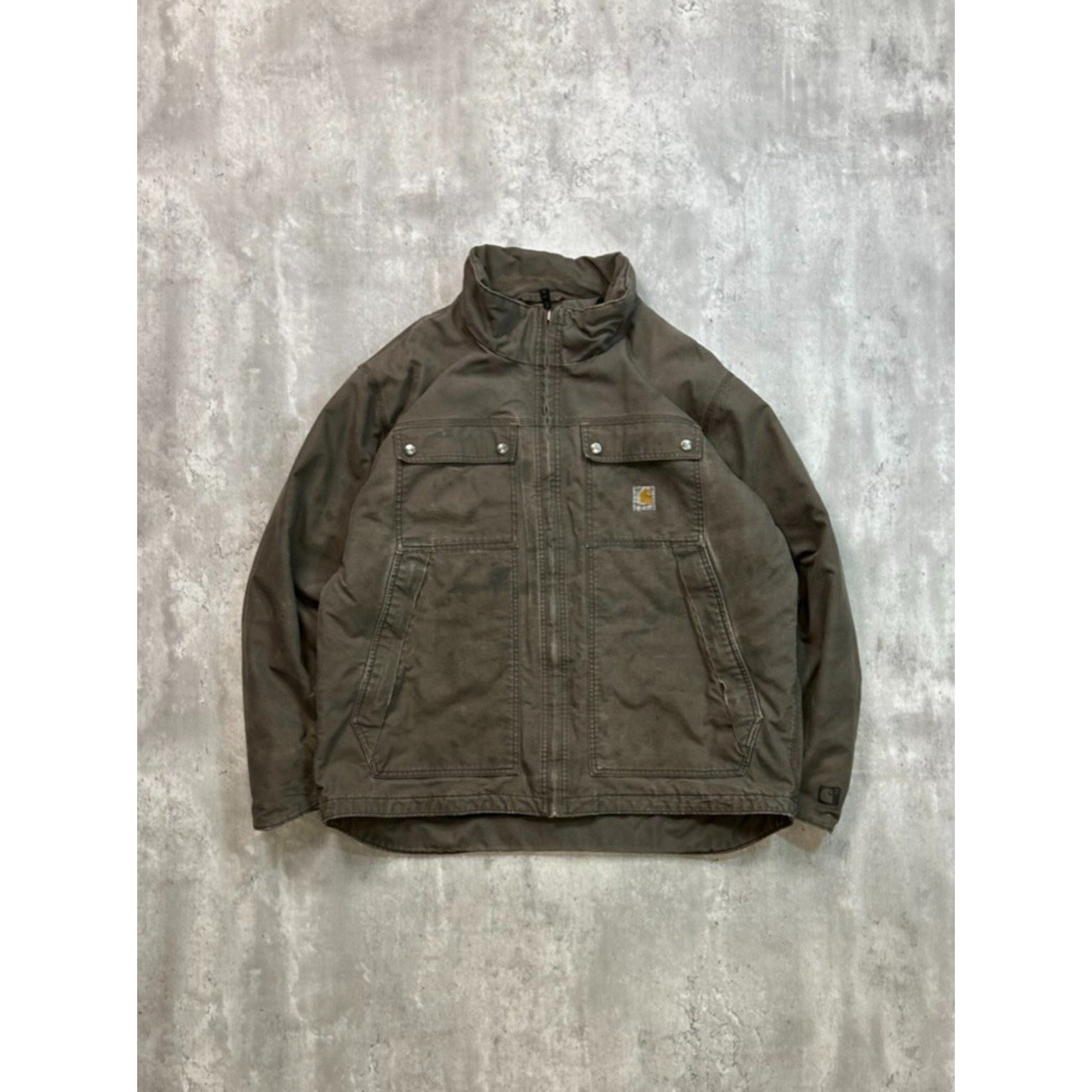 Vintage Carhartt Insulated Canvas Workwear Multi Pocket Jacket Size XL