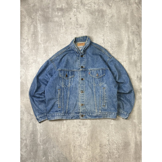 Vintage 90s Levis Red Tab Medium Wash Denim Type 3 Trucker Jacket Size XL Blue