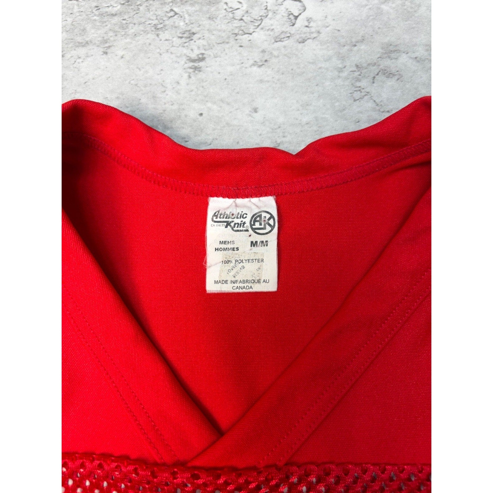 Vintage 90s Loose Blank Mesh Red Football Warm Up Jersey Size Medium