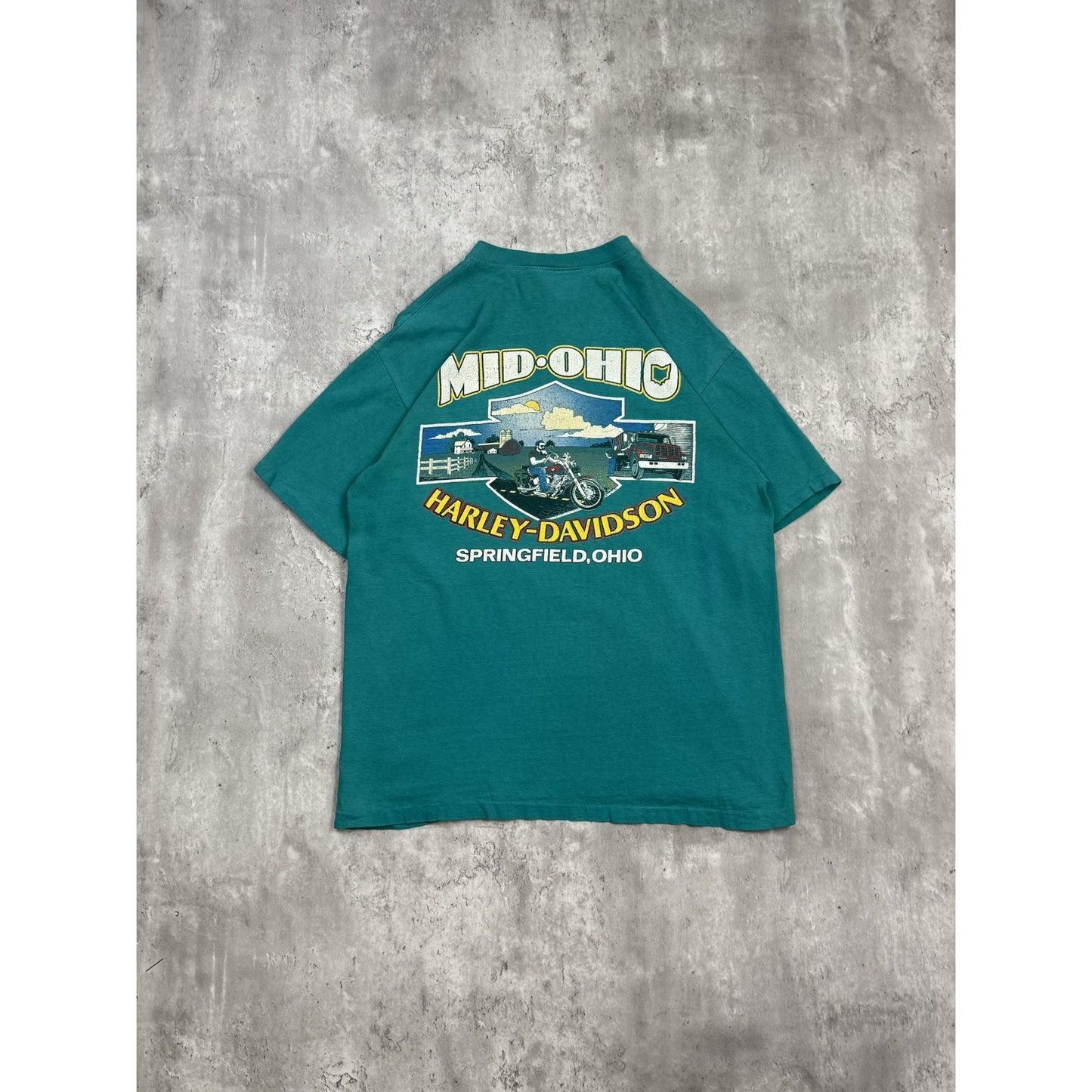 Vintage 90s Harley Davidson Floral Classic Logo Graphic 1/4 Button T-Shirt Sz L