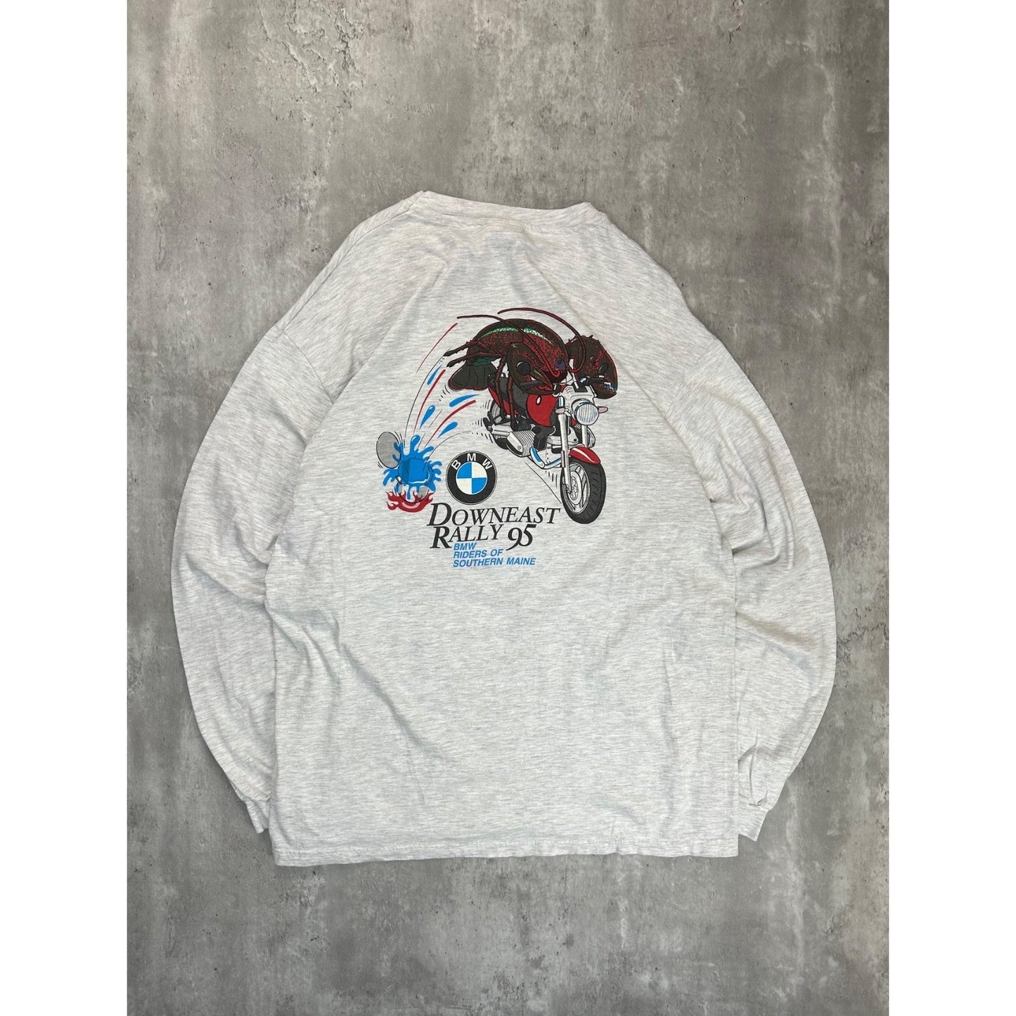 Vintage 1995 BMW Downeast Rally Biker Graphic Long Sleeve T-Shirt Size XL