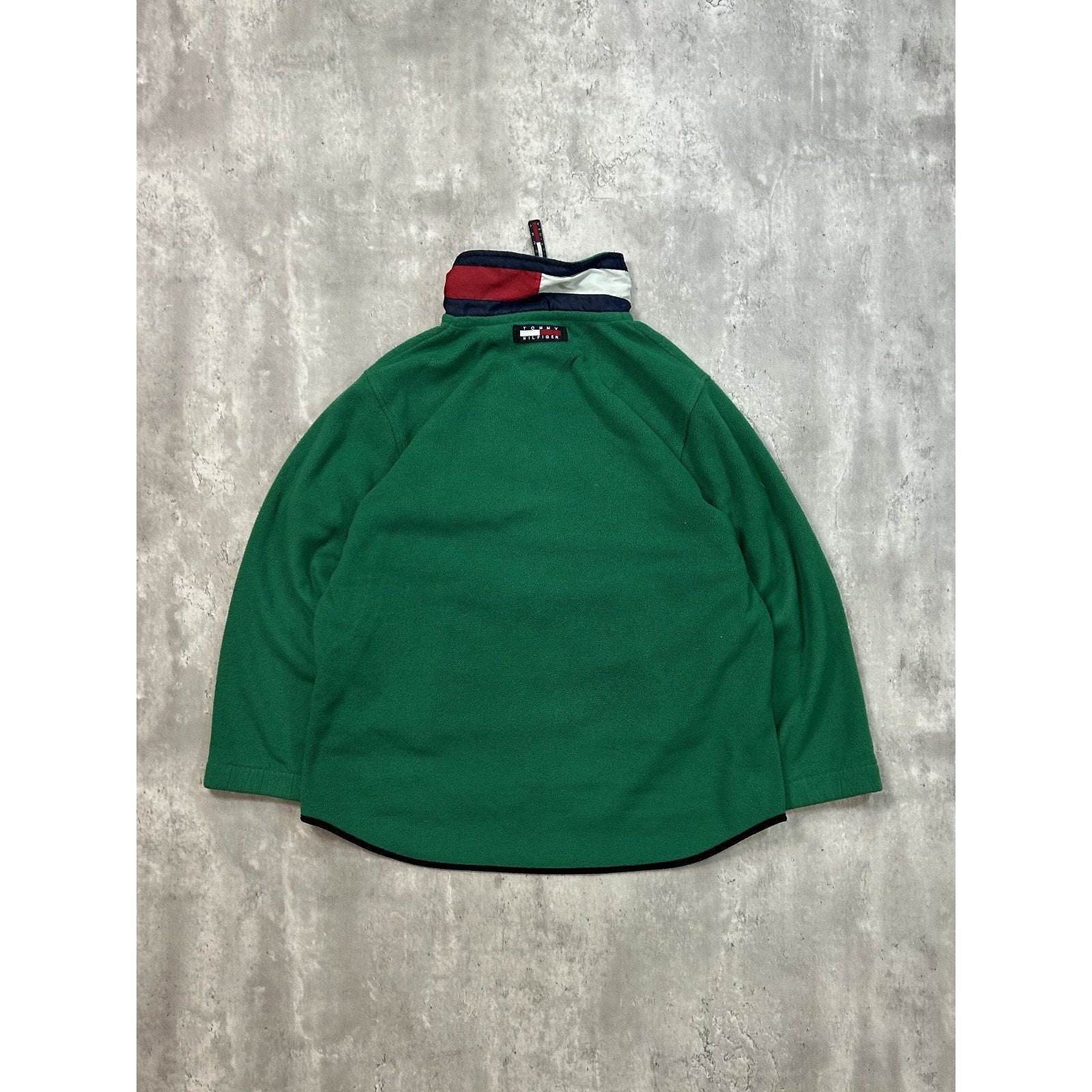 Vintage 90s Tommy Hilfiger Embroidered Flag Full Zip Fleece Sweatshirt Sz Large