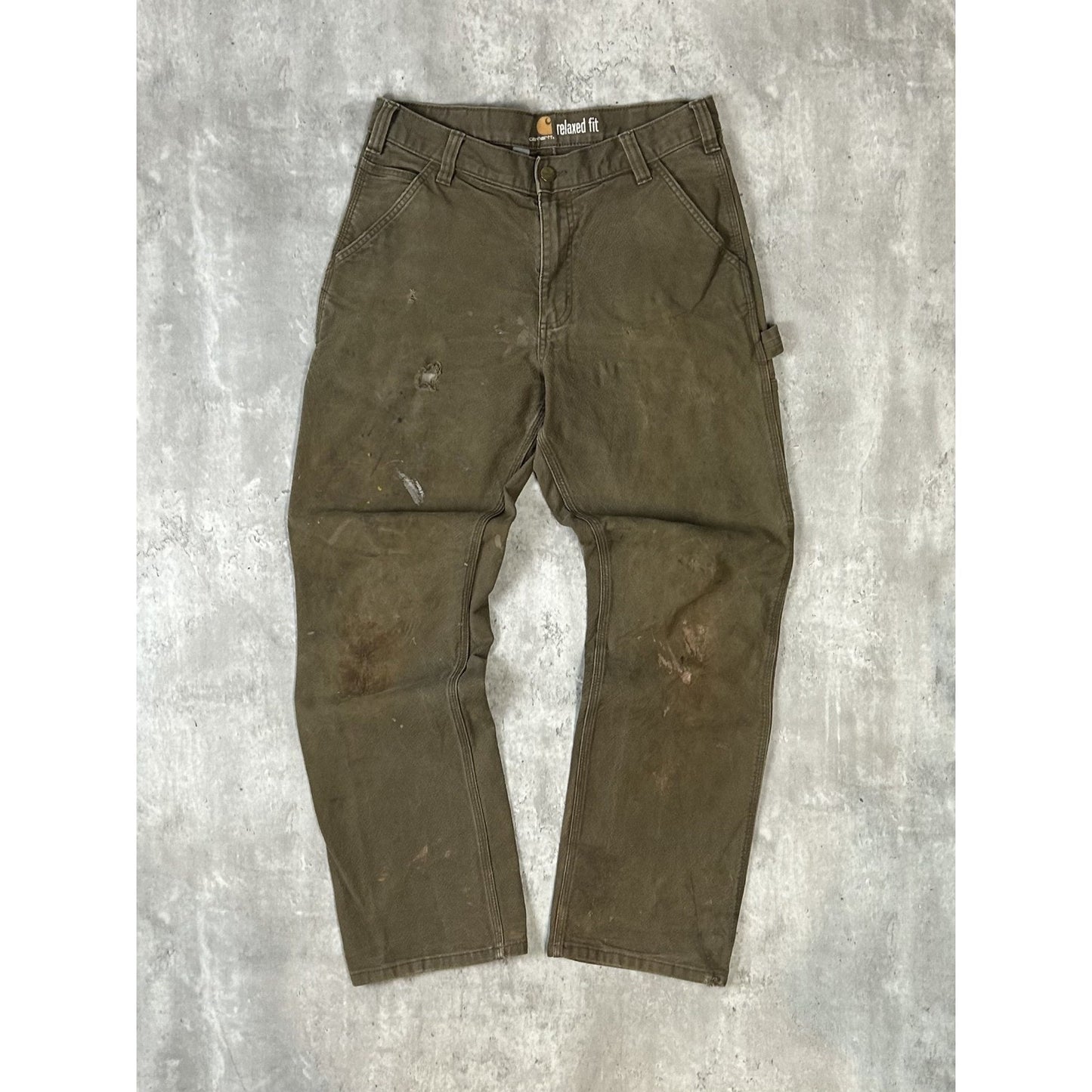 Carhartt Relaxed Fit Distressed Canvas Workwear Carpenter Pants Size 31