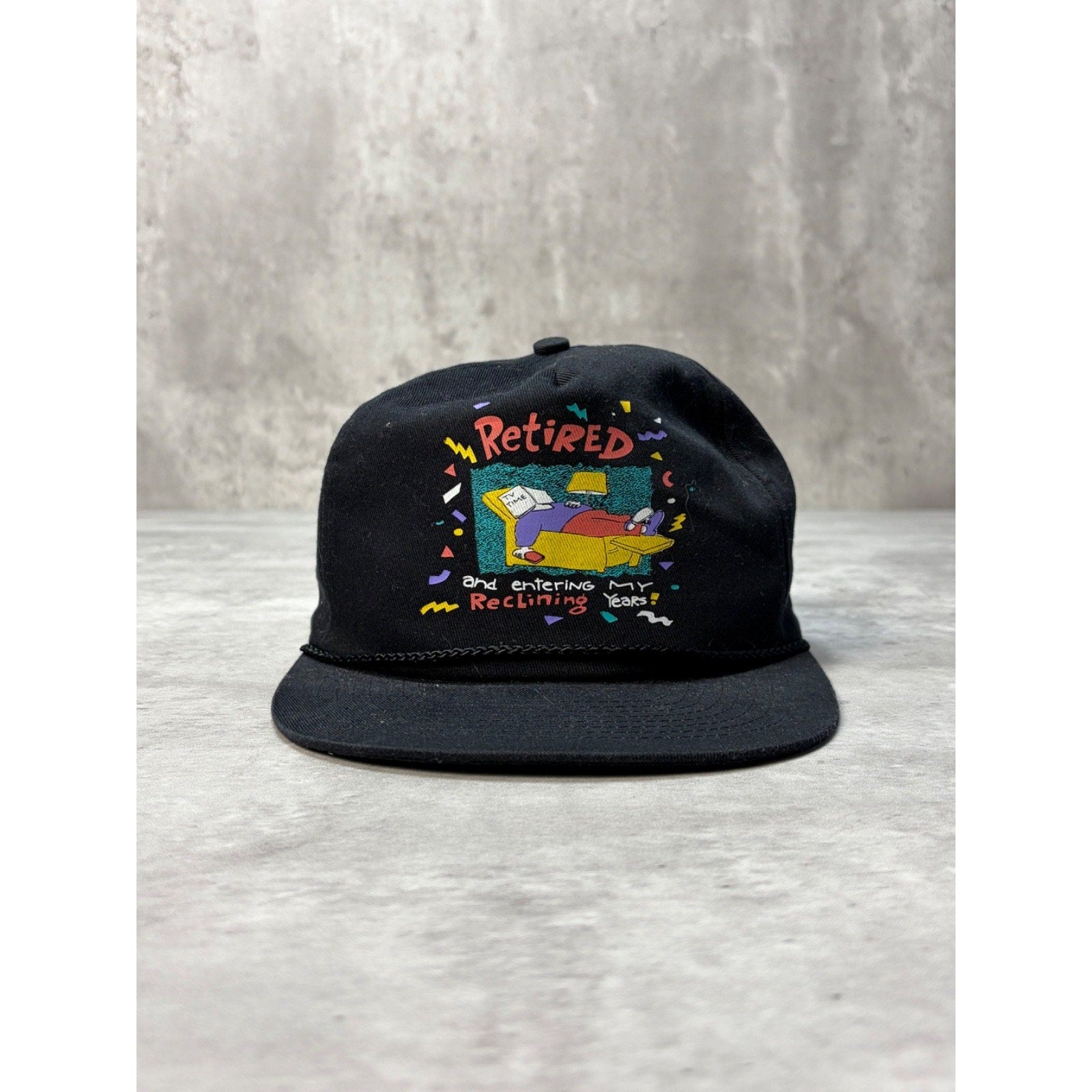 Vintage Retired And Entering My Reclining Years Graphic Snapback Hat OSFA