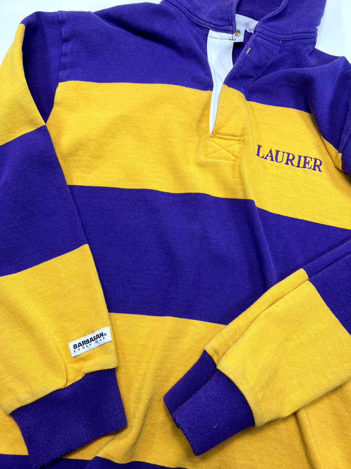 Vintage 90s Laurier University Collegiate Rugby Hooded Sweatshirt Size Small