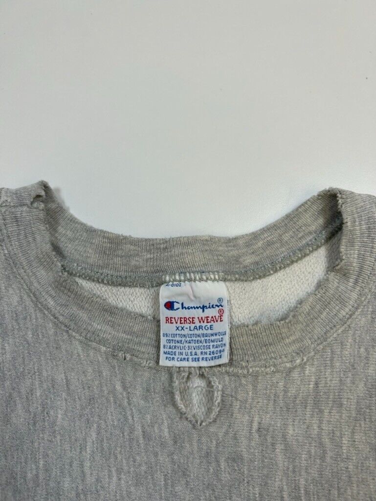 Vintage 90s Champion Reverse Weave Widener Law Spellout Sweatshirt Size 2XL Gray
