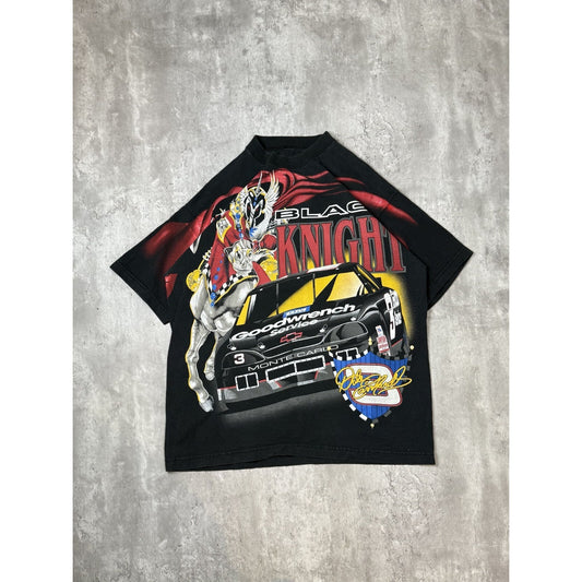 Vintage 90s Dale Earnhardt #3 Black Knight Rides On Nascar AOP T-Shirt Sz XL