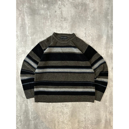 Vintage Croft & Barrow Striped Print Pullover Ribbed Knit Sweater Size Large