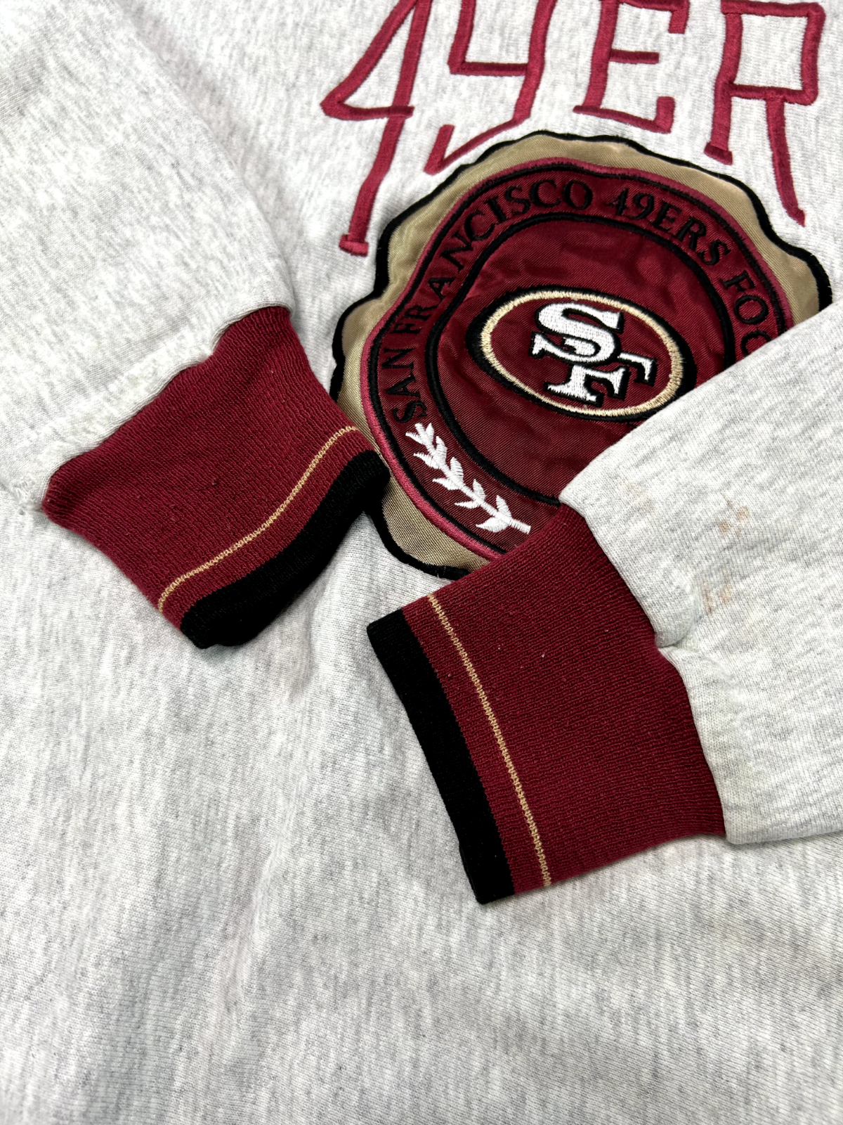 Vintage 90s San Francisco 49ers NFL Embroidered Crest Spellout Sweatshirt Sz XL