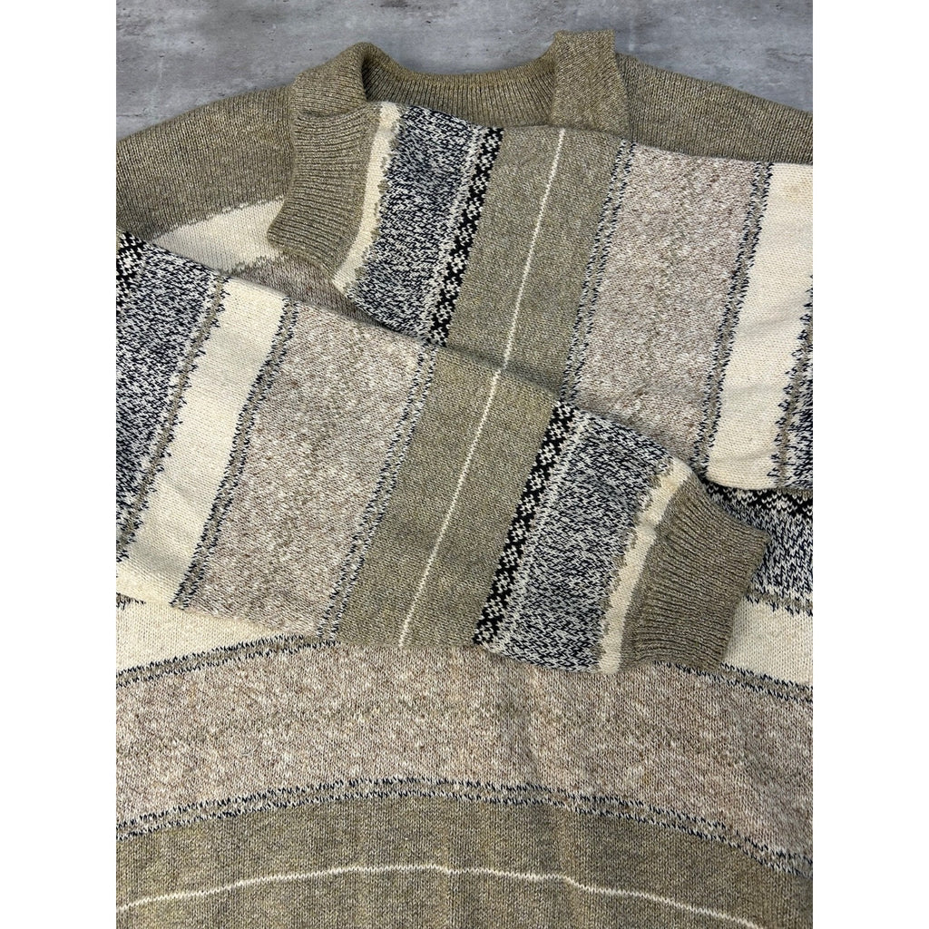Vintage 90s Great Lakes Country Abstract Striped Collared Sweater Size Medium