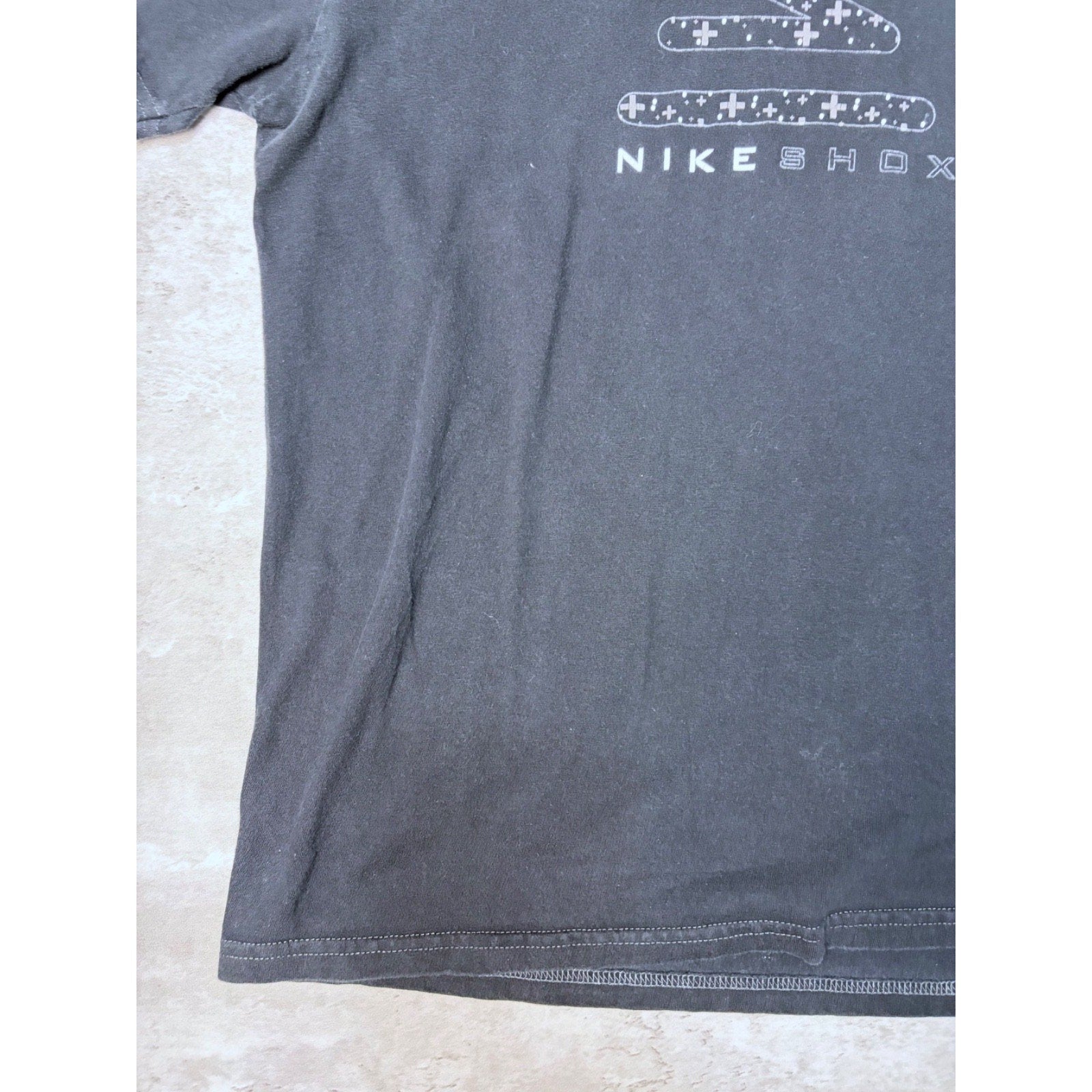 Vintage Y2K Nike Shox Spellout Logo Black Graphic T-Shirt Size XL
