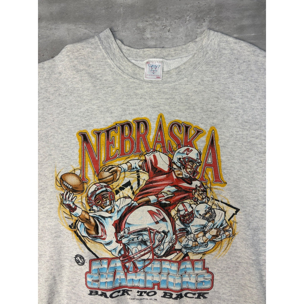 1995 Nebraska Cornhuskers NCAA Back 2 Back National Champs Sweatshirt Size XL