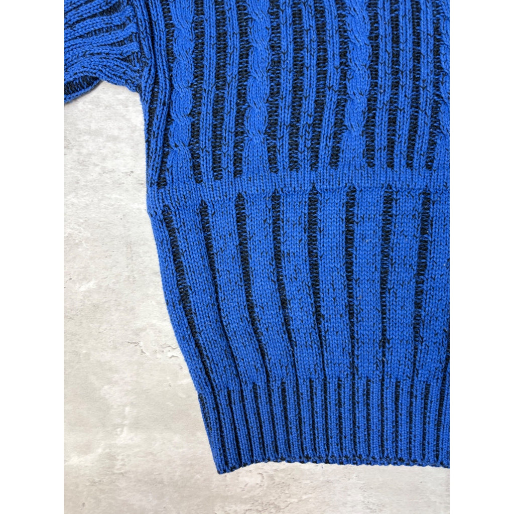 Vintage 90s Abstract Striped Pullover Ribbed Knit Sweater Size Small