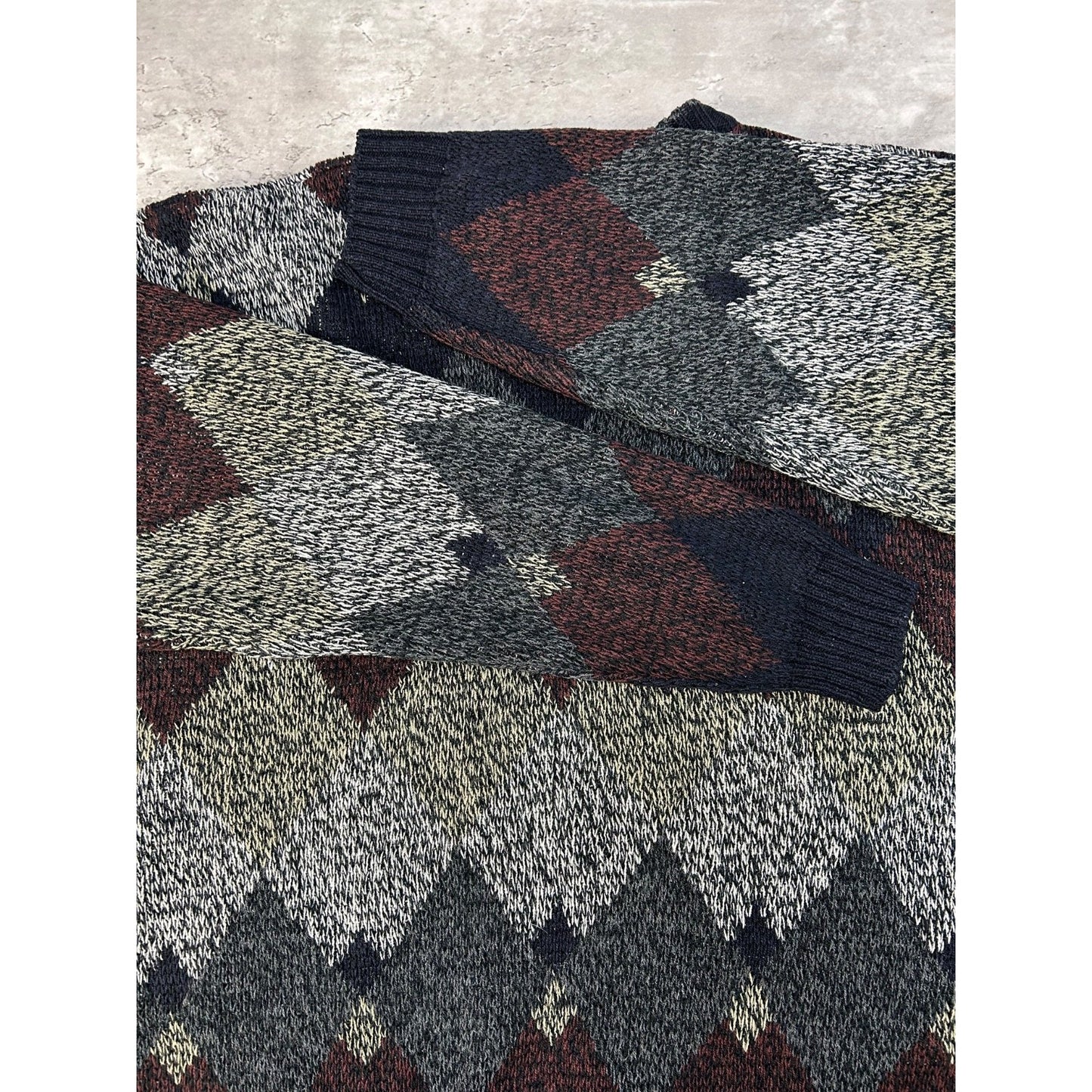 Vintage Puritan Diamond Stripe Print Pullover Knit Sweater Size Medium