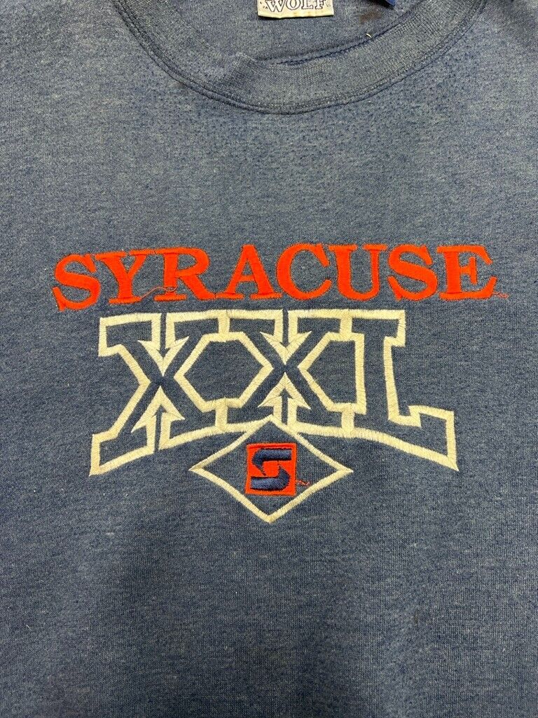 Vintage Syracuse Orangemen NCAA Embroidered Spellout Sweatshirt Size Large Blue