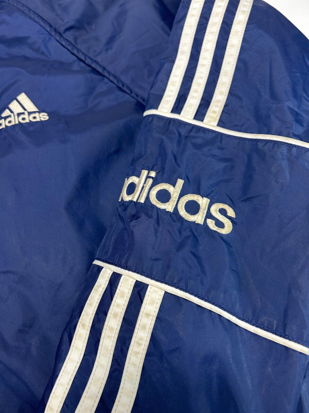 Vintage 90s Adidas Embroidered Logo Nylon Fleece Reversible Jacket Size Medium