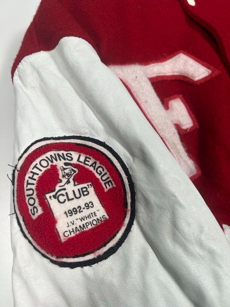 Vintage 90s St. Francis Hockey Wool Varsity Letterman Jacket Size 2XL Red