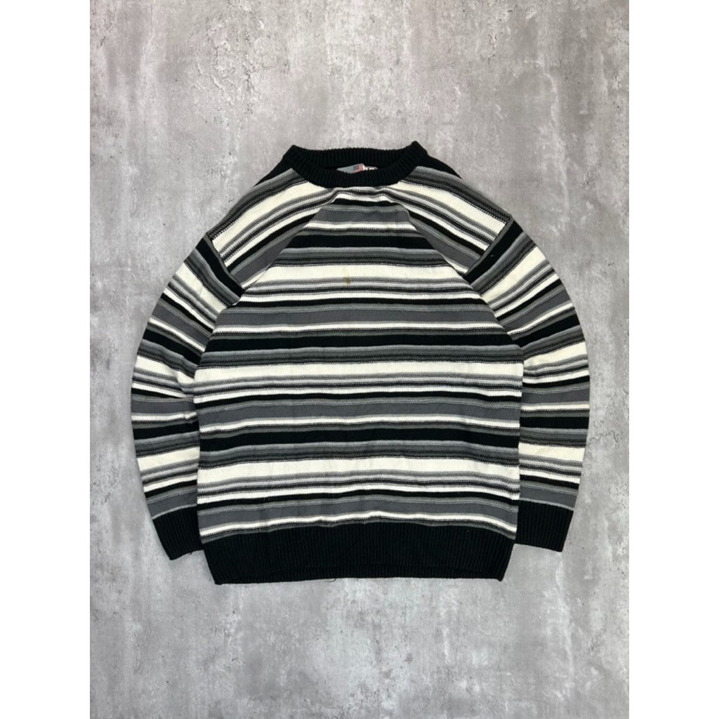 Vintage 90s 212 NYC Striped Pullover Ribbed Knit Sweater Size XL