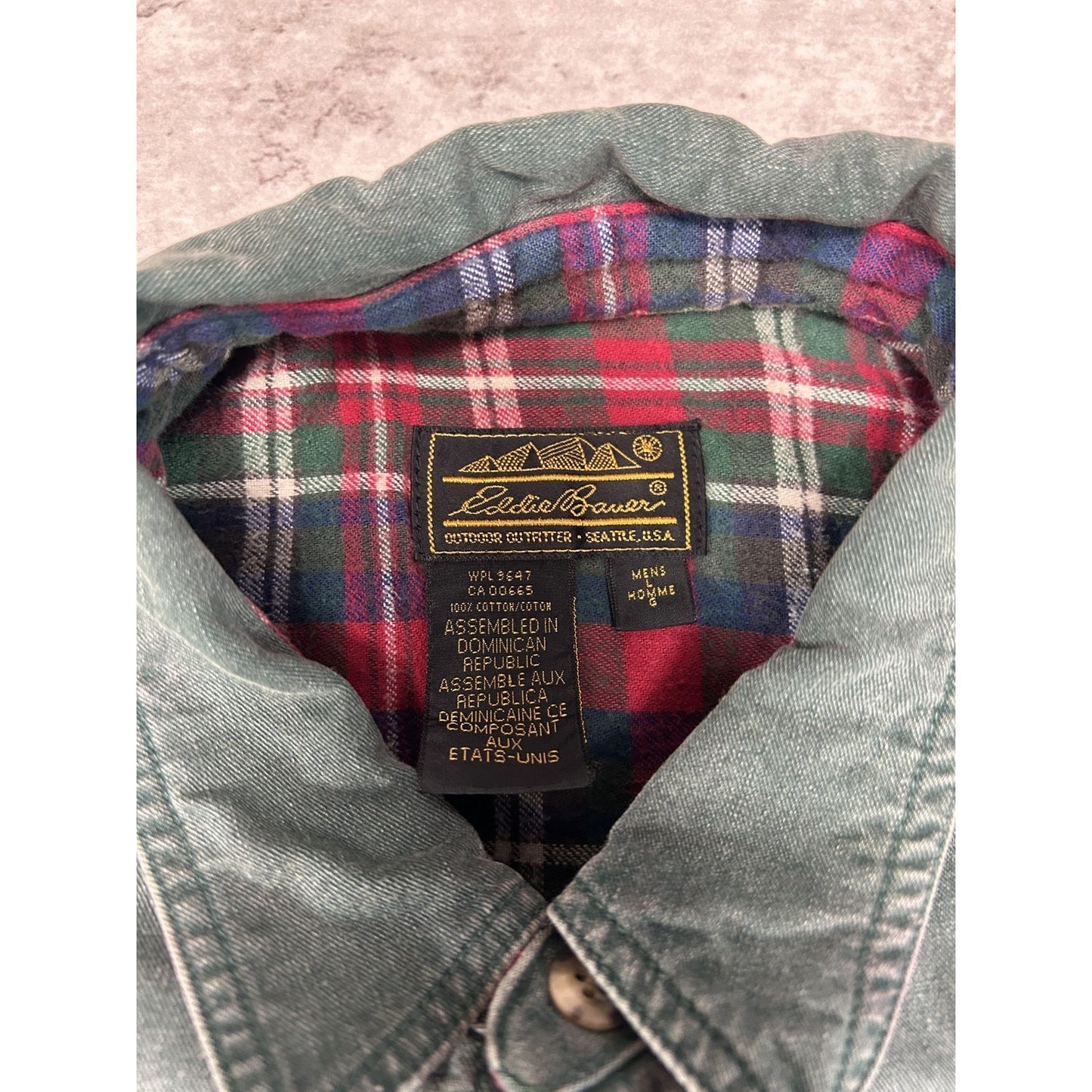 Vintage 90s Eddie Bauer Long Sleeve Double Pocket Button Up Shirt Size Large