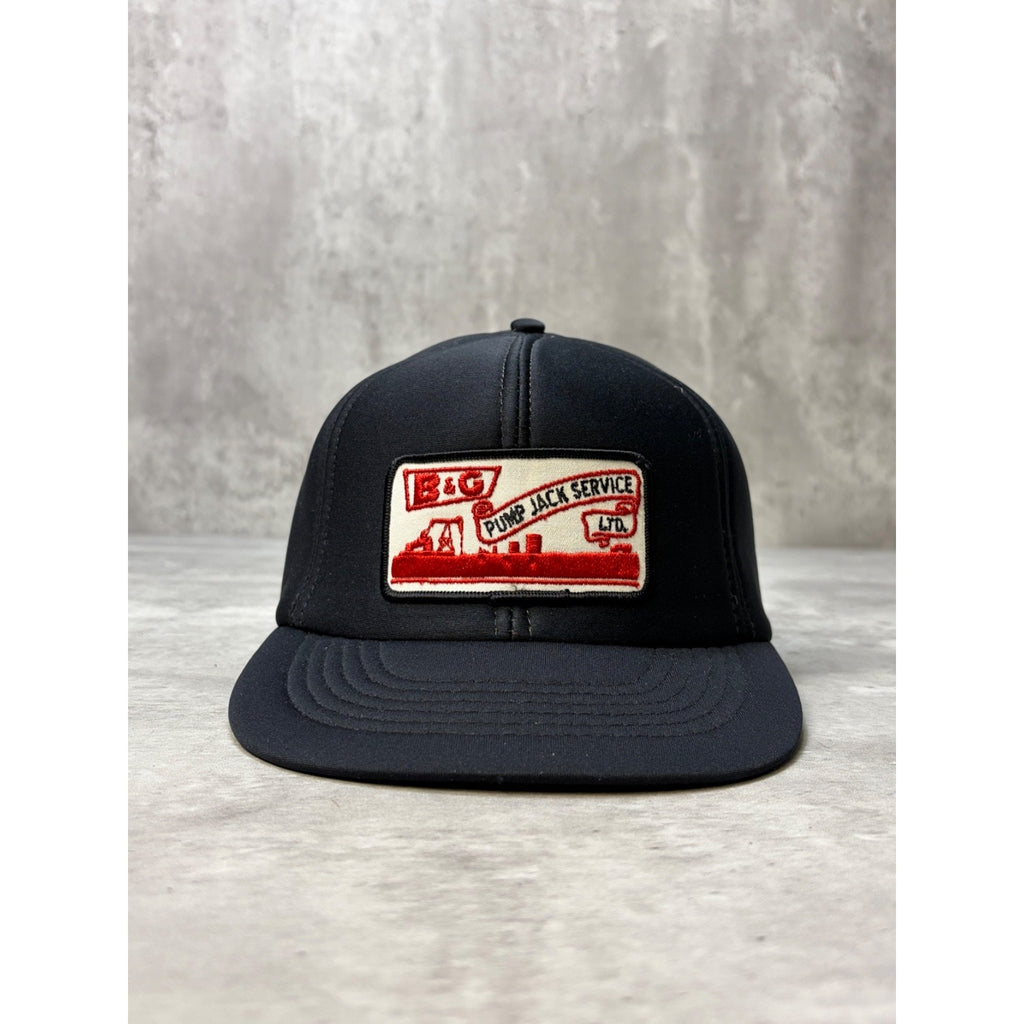 Vintage 80s B&G Pump Jack Service Embroidered Patch Trucker Snapback Hat OSFA