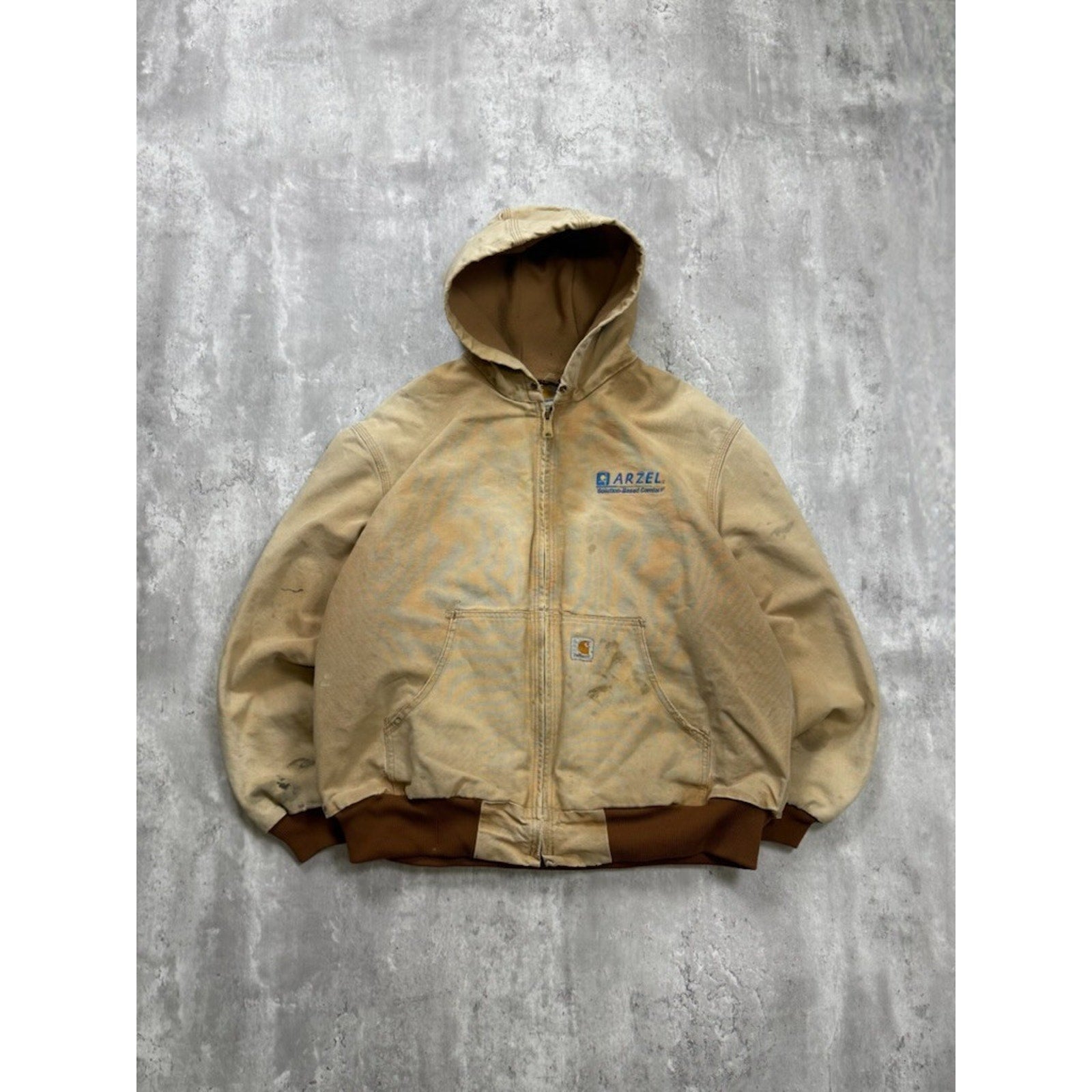 Vintage Carhartt Thermal Lined Canvas Workwear Hooded Active Jacket Size XL