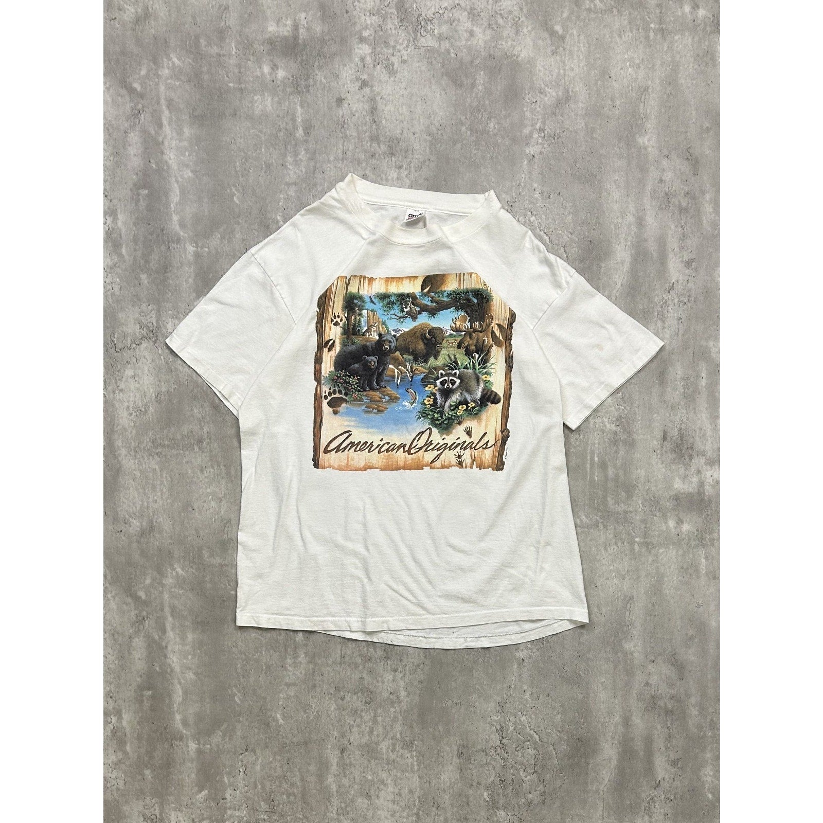 Vintage 90s American Originals Animal Nature Graphic T-Shirt Size XL