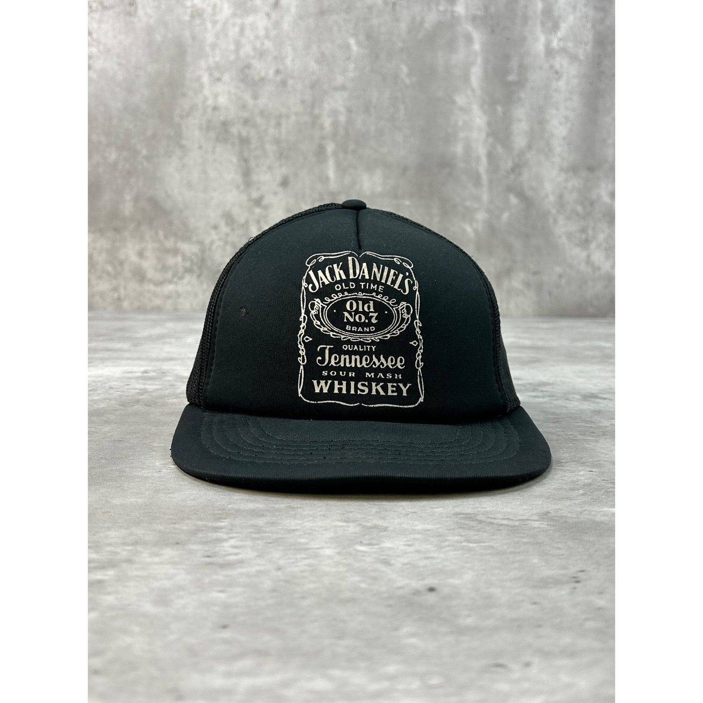Vintage 80s Jack Daniels Whiskey Graphic Logo Trucker Snapback Hat OSFA