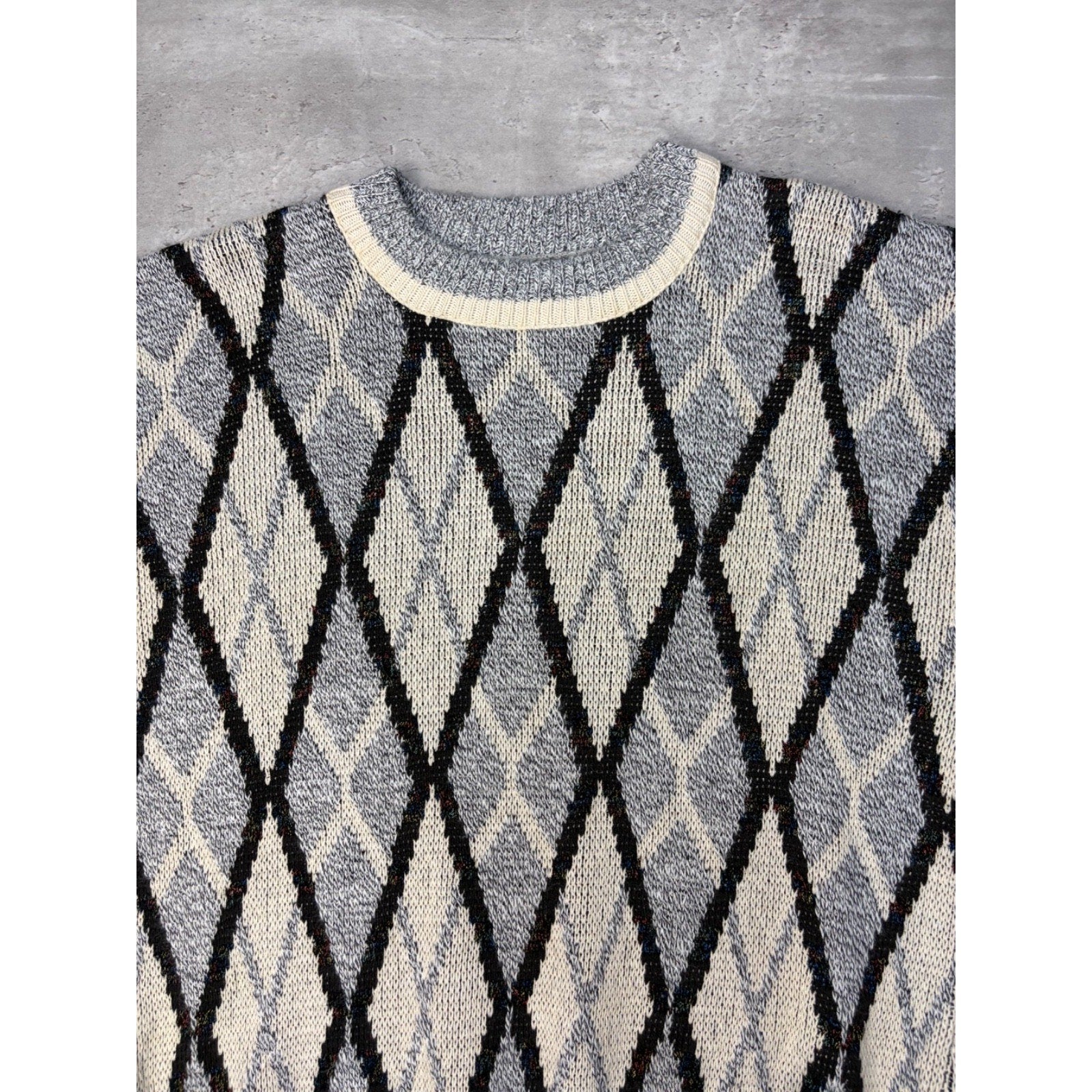Vintage J.J. Cochran Geometric Pattern Pullover Knit Sweater Size Medium