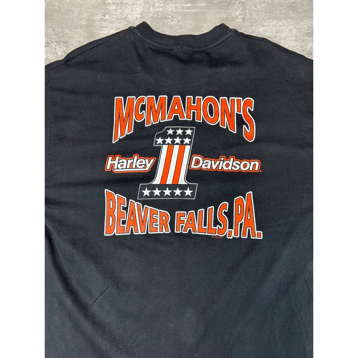 Vintage 1998 Harley Davidson Bald Eagle Graphic Flame Sleeve T-Shirt Size XL