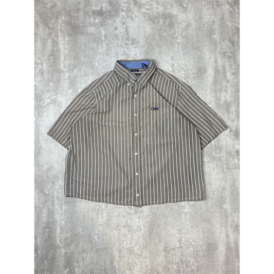 Vintage Chaps Striped Print Reworked Cropped Button Up Shirt Size XL