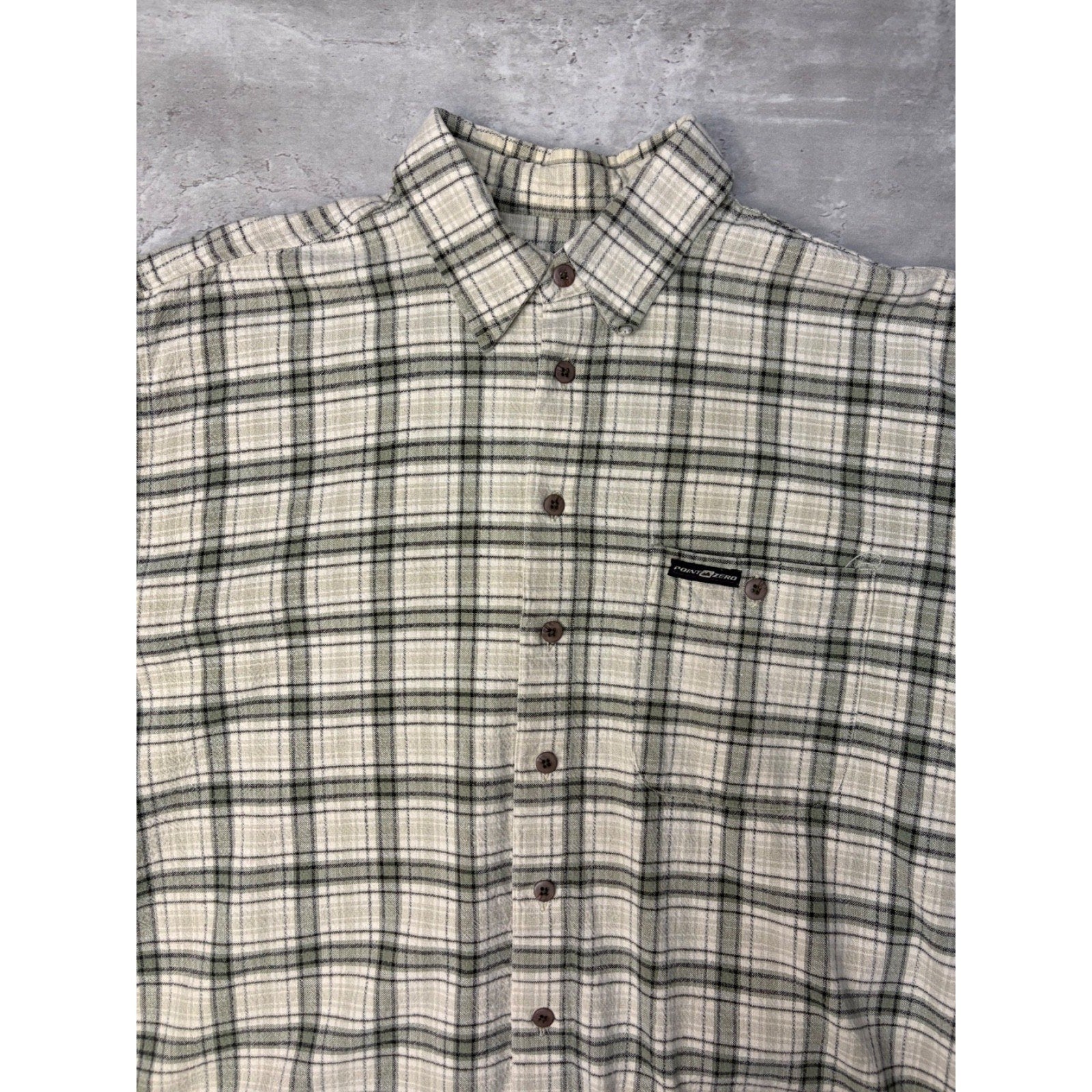 VTG Point Zero Single Pocket Plaid Reworked Cropped Button Up Shirt Size Large