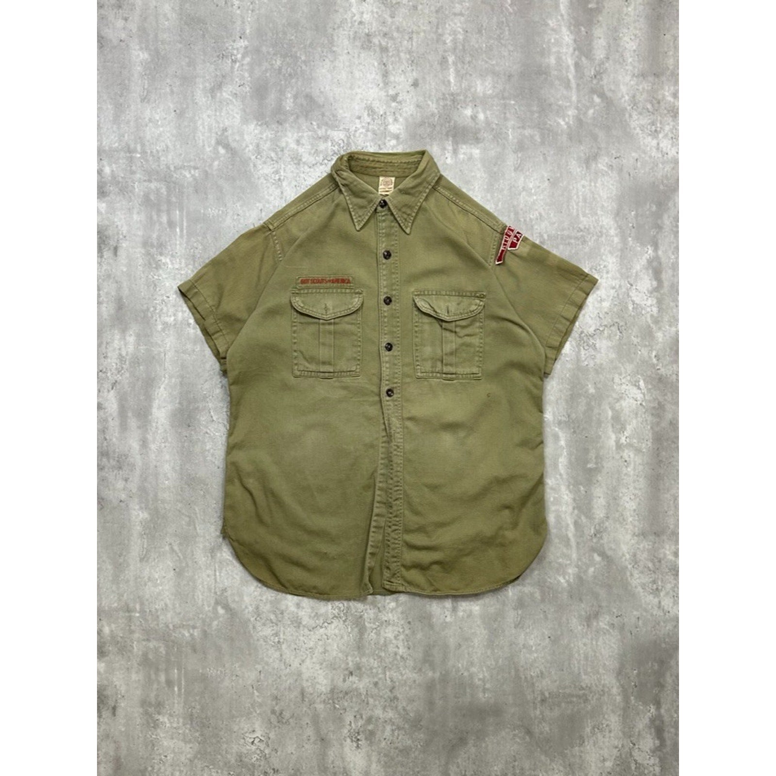 Vintage 1950s Boys Scouts Of America Sanforized Button Up Shirt Size XL