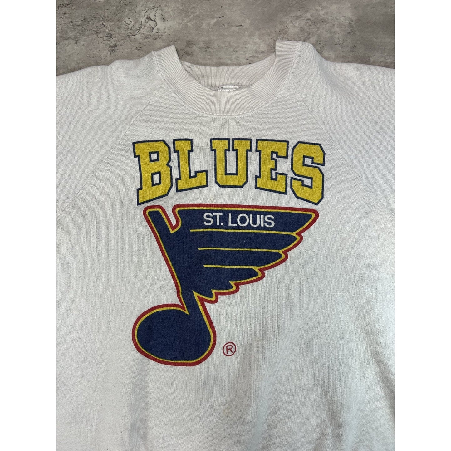 Vintage 80s/90s St Louis Blues NHL Spellout Logo Graphic Sweatshirt Size Large
