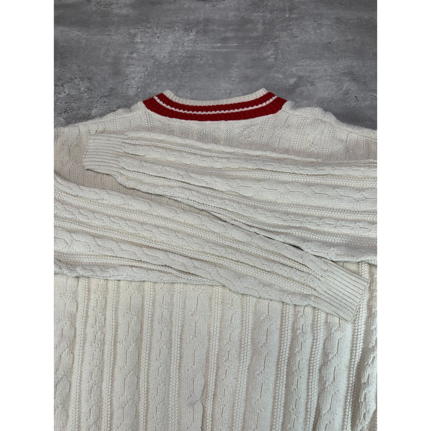 Vintage 90s MLB Player Alumni Embroidered Cable Knit V-Neck Sweater Size Large